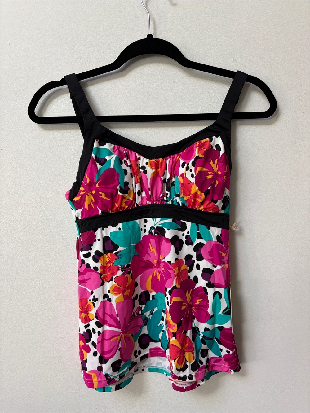 Caribbean Joe Framed Peasant Tankini Top,Size 10,NWT